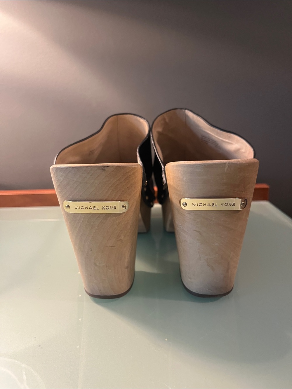 Michael Kors Michael Leather Slide Platform Sandals in Black - Picture 3 of 6